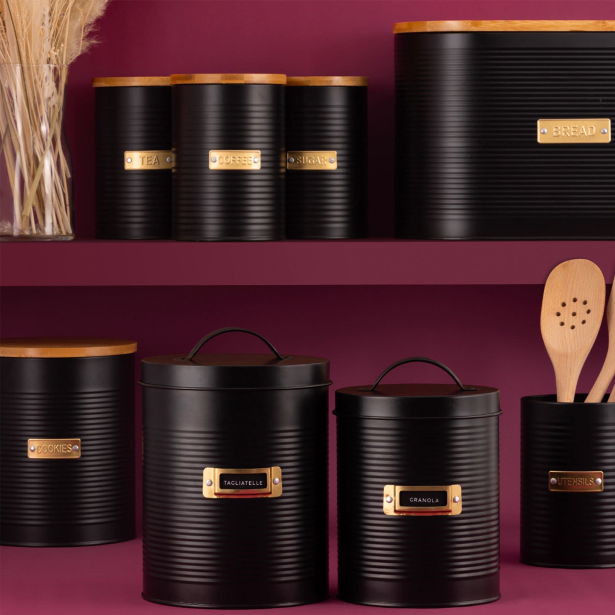 Typhoon Otto Storage Canister Set of 2 Black Kitchen Warehouse™